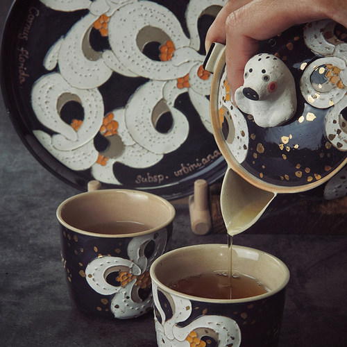 野兽花园君子豹变宝瓶功夫茶具茶壶手抓壶茶杯壶承茶盘子创意陶瓷