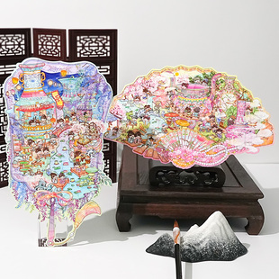 彩瓷旧物修复师造景贴纸大尺寸拼图古风文物瓷器立体场景堆叠贴画