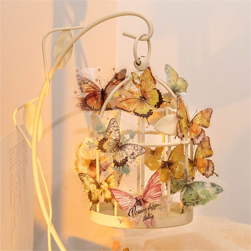 陌墨彩墨蝴蝶图鉴PET白墨贴纸包