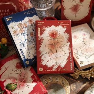 玫瑰自白诗盒装明信片 ins复古浪漫玫瑰留言祝福贺卡礼物装饰卡片