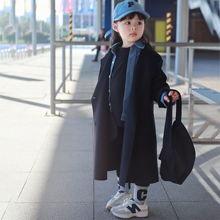 女童毛呢外套2025秋冬小个子双面呢羊绒大衣中长款时尚呢子风衣潮