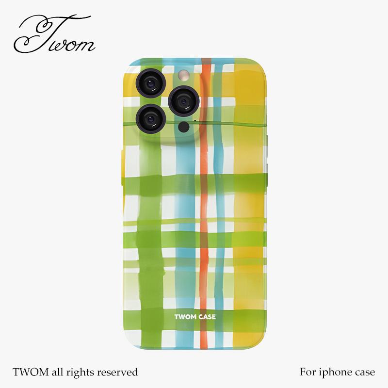 TWOM彩色格纹适用iPhone17Promax手机壳全包新款苹果16promax文艺少女15promax创意14不撞壳13可爱ins风