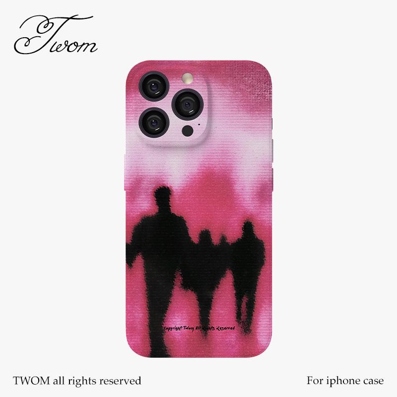 原创小众模糊玫红背影手机壳