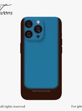 边界模糊 棕蓝适用iPhone17promax手机壳苹果16promax简约15promax高级感14个性复古13pro全包不撞壳