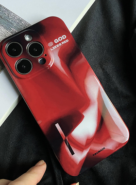 TWOM红色小众全包适用iPhone16promax手机壳苹果15promax个性艺术14promax软壳高级感13设计感12不撞壳