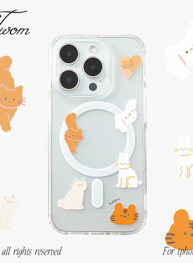 TWOM可爱修狗猫咪磨砂磁吸壳适用iphone17promax手机壳新款苹果16promax个性亲肤15promax原创14日韩ins风