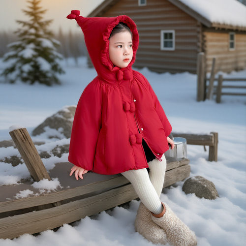 女童冬季加厚白鸭绒羽绒服