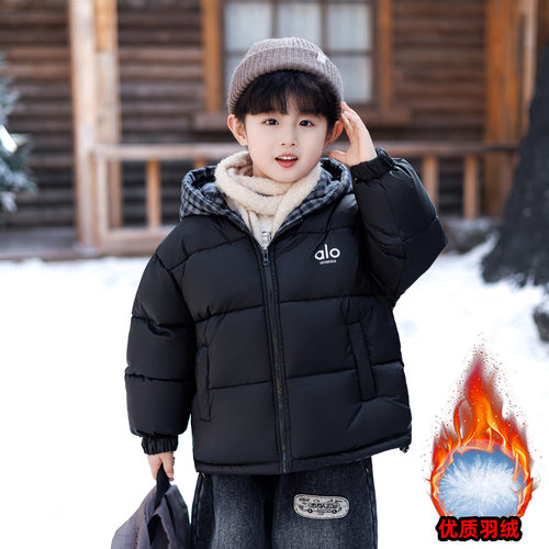 男童加厚两面穿白鸭绒羽绒服
