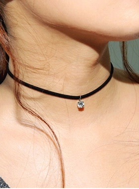 gd韩国水钻皮质项圈夜店锁骨链