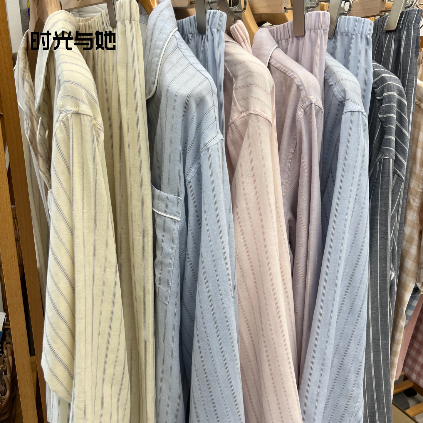 外贸尾单丨全棉双层纱家居服春夏季男女条纹休闲长袖长裤睡衣套装