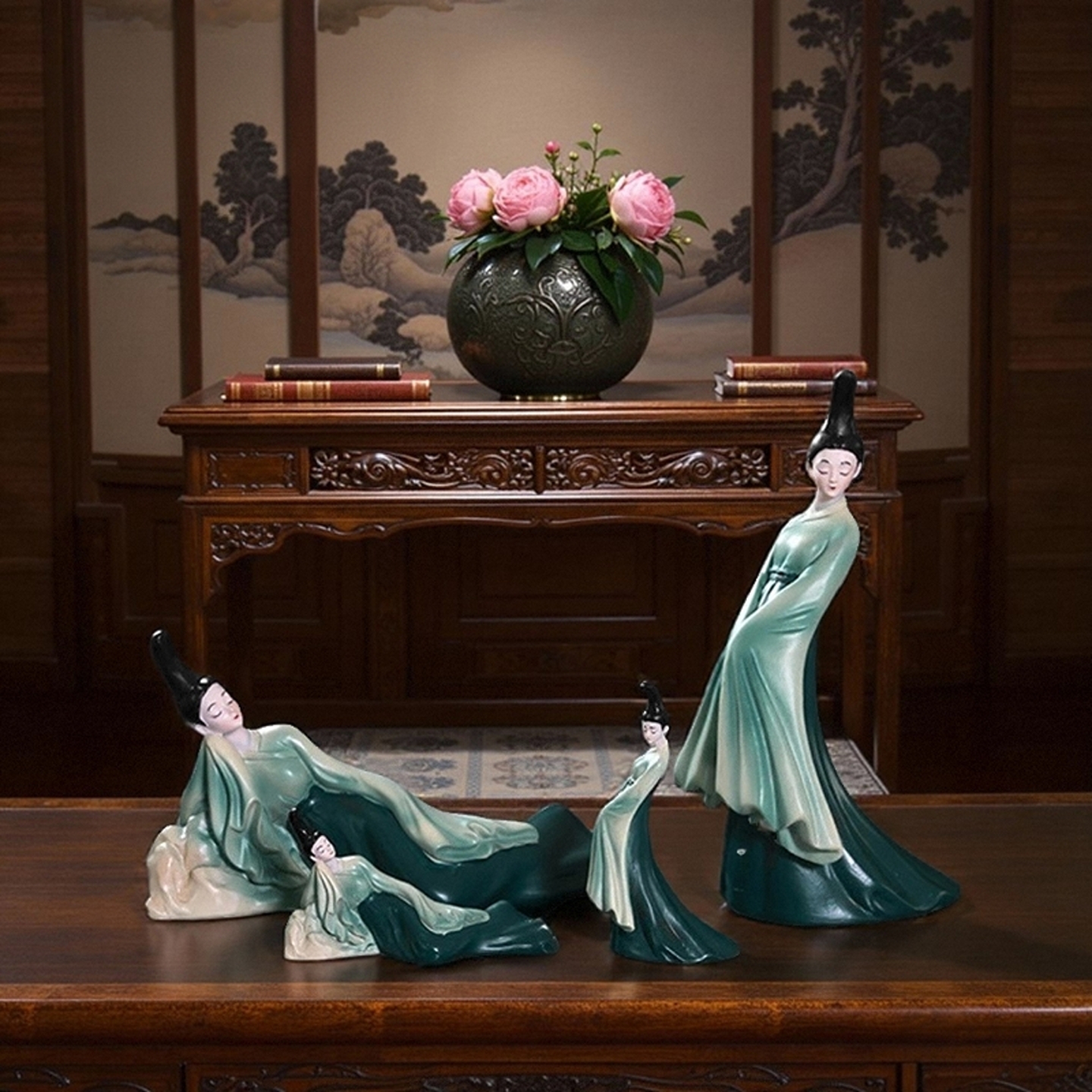 只此青绿文创仕女摆件沙画车载盲盒周边桌面装饰人物手办摆设大号图片