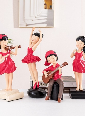 音乐少女客厅装饰摆件人物雕塑大