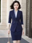 气质商务面试正装 条纹职业装 女秋冬时尚 套装 销售工作服女韩范 西装
