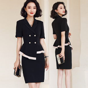 高端职业套装 法国小众荷叶边空姐ol套裙美容院珠宝店工作服女 夏季