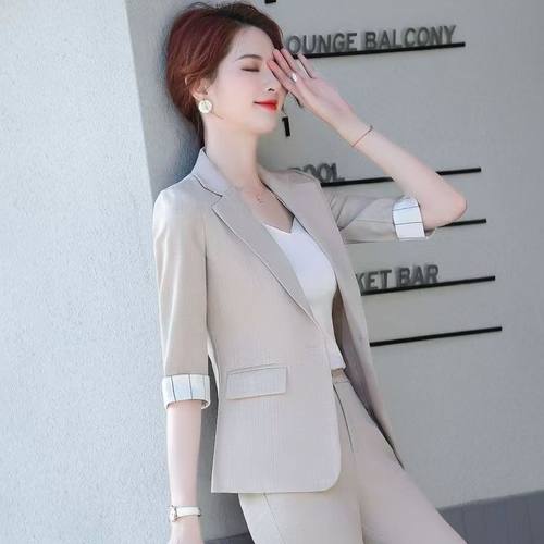 网红小西装套装女春夏职业装西服