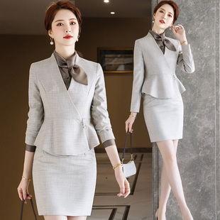 秋冬高级感气质名媛西装 抗皱免烫职业装 长袖 套装 美容院工作服 女装