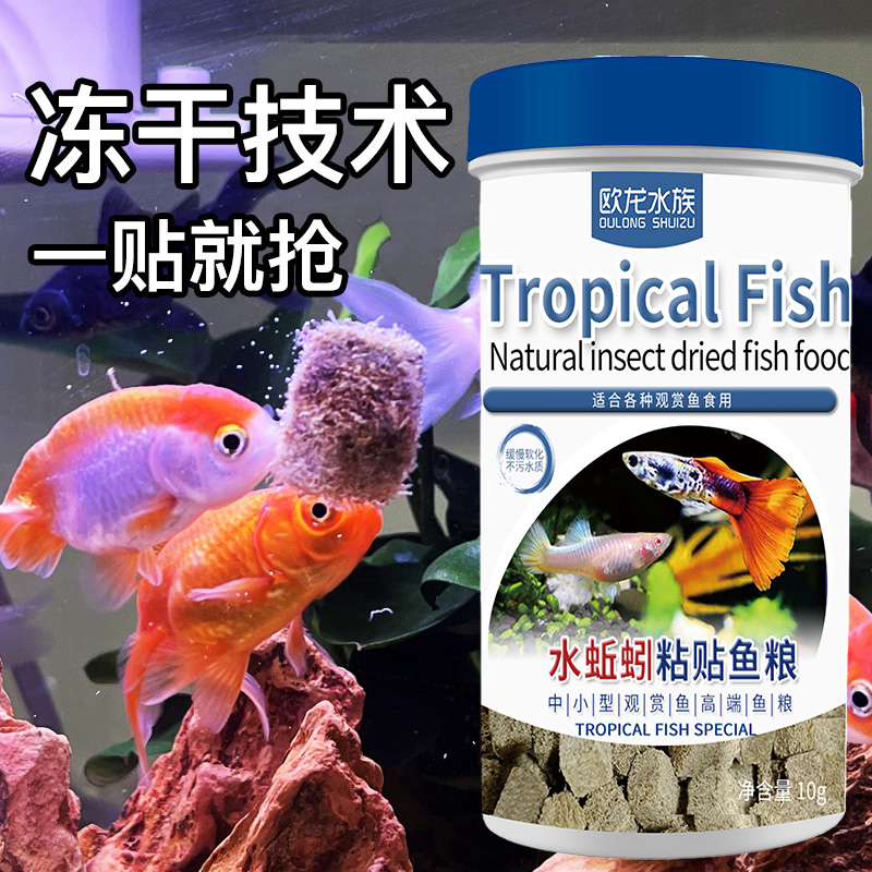 观赏鱼饲料鱼食水蚯蚓粘贴鱼粮热带鱼金鱼锦鲤灯科鱼鱼虫干孔雀鱼
