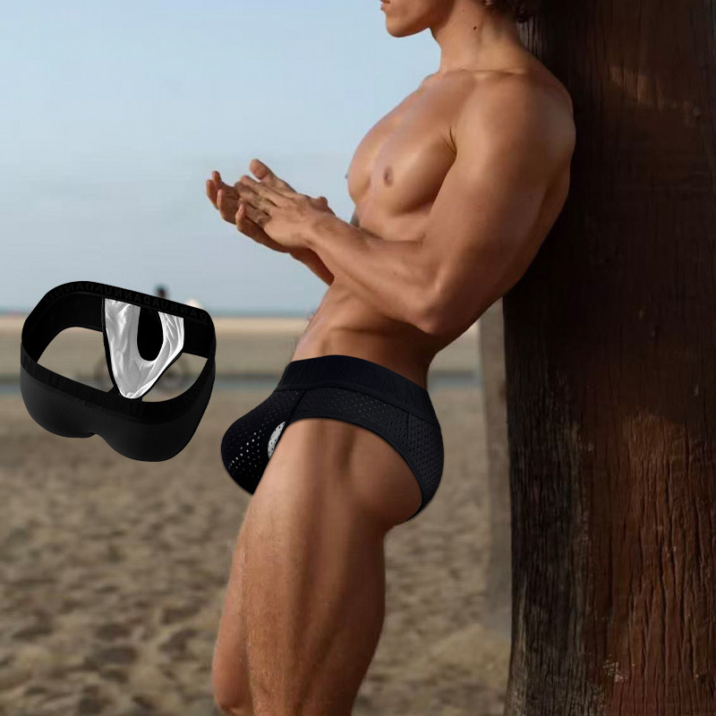 透气网布三角内裤男枪弹分离防阴部潮湿纯棉裆吸汗包臀运动三角裤,女士内衣/男士内衣/家居服,男三角内裤,淘宝优惠券,粉丝福利购,淘宝优惠卷