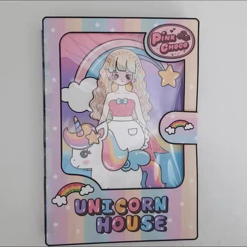 可爱女孩与独角兽换装纸娃娃手工DIY自制趣味女生玩具游戏安静书