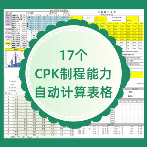 CPK产品制程控制自动计算EXCEL表格SPC能力分析流程图PMP管制计划