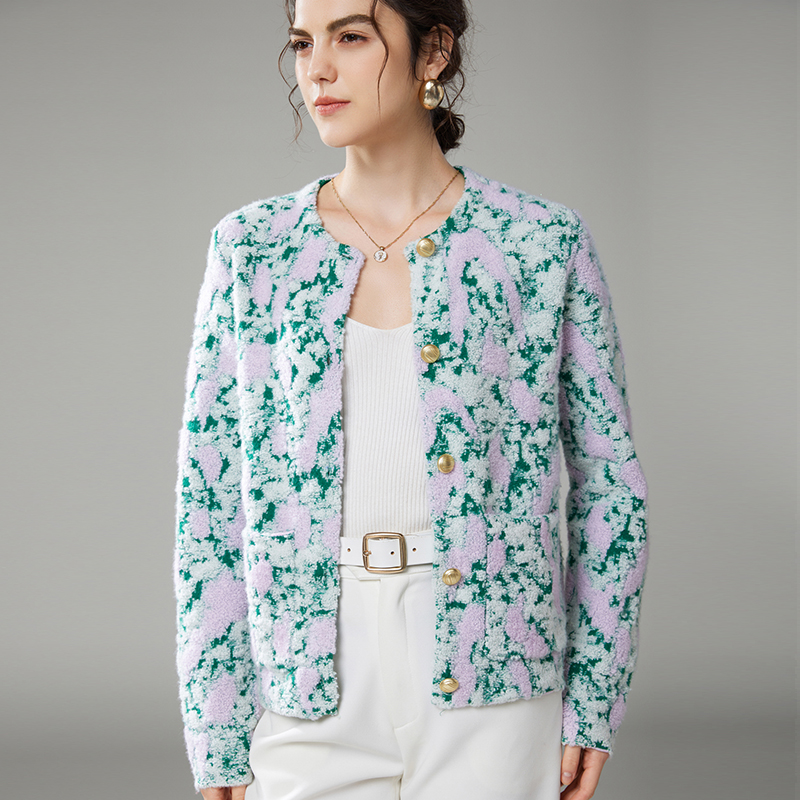 2025年秋季新款毛巾绣梦幻小香风针织羊绒上衣时尚休闲通勤百搭