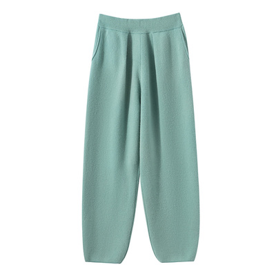 羊绒裤女100纯山羊绒针织裤2025秋冬新款系带宽松纯色显瘦哈伦裤