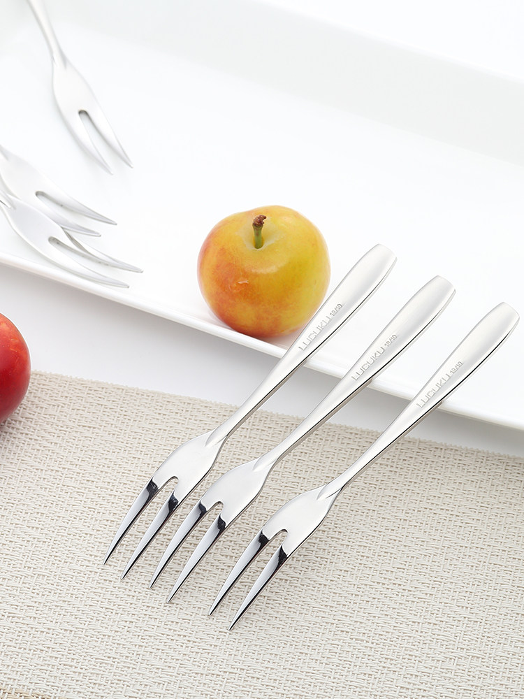 European fruit fork 6 gift box set Short stainless steel fruit label dessert fruit plug cake fork household