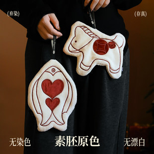 可爱马年擦手巾挂式家用吸水高颜值厨房新年擦手毛巾卫生间擦手布