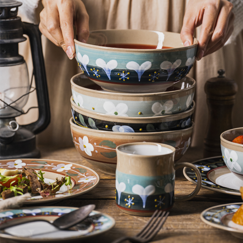 铃兰花边手绘西餐盘饭碗茶杯陶瓷