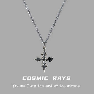 宇宙射线滴油造型十字架项链设计感高级感个性简约女生新款复古