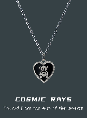 宇宙射线爱心小熊毛衣链ins女