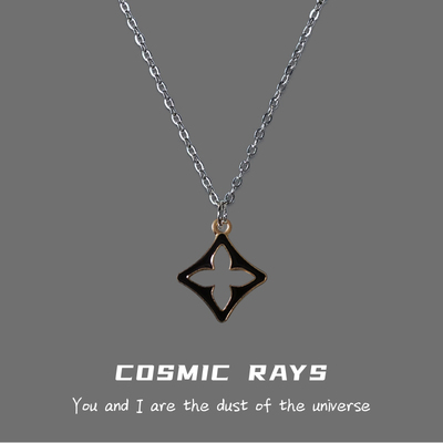 宇宙射线-镂空菱形黑色吊坠小众设计冷淡风森系简约百搭款式项链