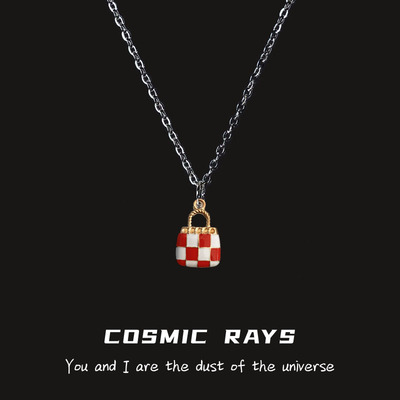 小香风包包红色吊坠项链