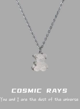 原创设计项链白玛瑙小熊吊坠项链