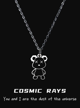 宇宙射线-卡通暴力熊黑色个性甜酷时尚嘻哈朋克小众设计简约项链