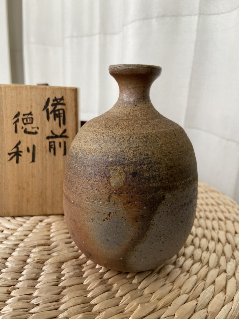 日本制备前烧 德利壶梦幻窑变胡麻落灰极具美感花入酒壶 日瓷花瓶