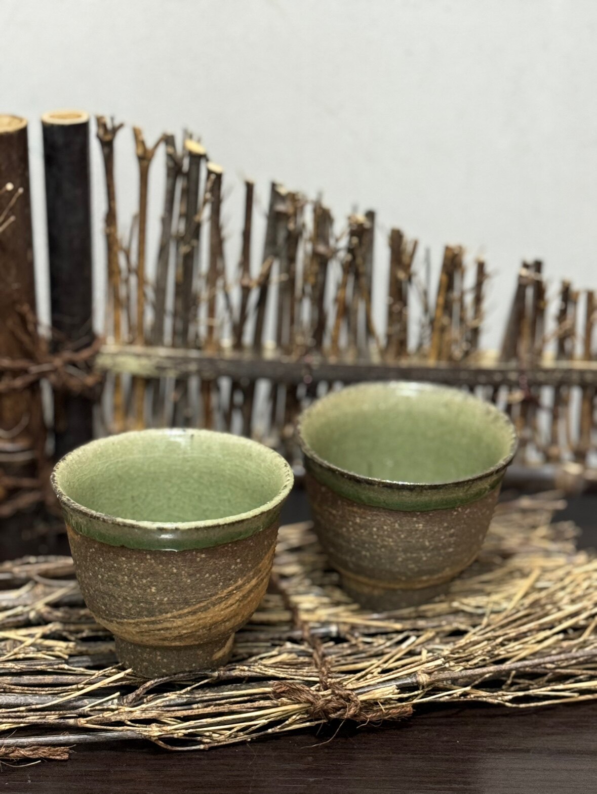 日本产 柴烧粗陶 手捏茶杯一对 普洱 柴烧 陶器喝茶保鲜 工夫茶具