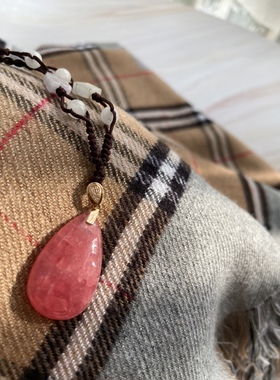 蜜桃粉色老原矿蔷薇辉芙蓉石宝石级冰飘樱花吊坠龙华古寺出品结缘