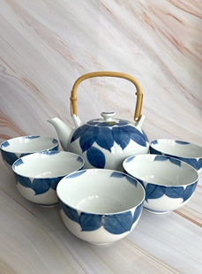 日本产有田烧 清兵衛 提梁壶茶杯茶具 日瓷家庭餐具 功夫茶具全套