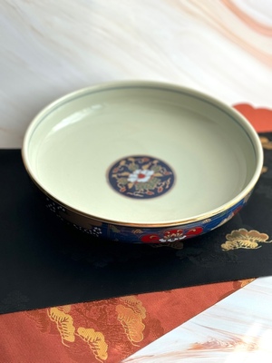 日本有田烧古伊万里 波左见烧 满彩描金重描金大盛钵圆果盘大盛钵