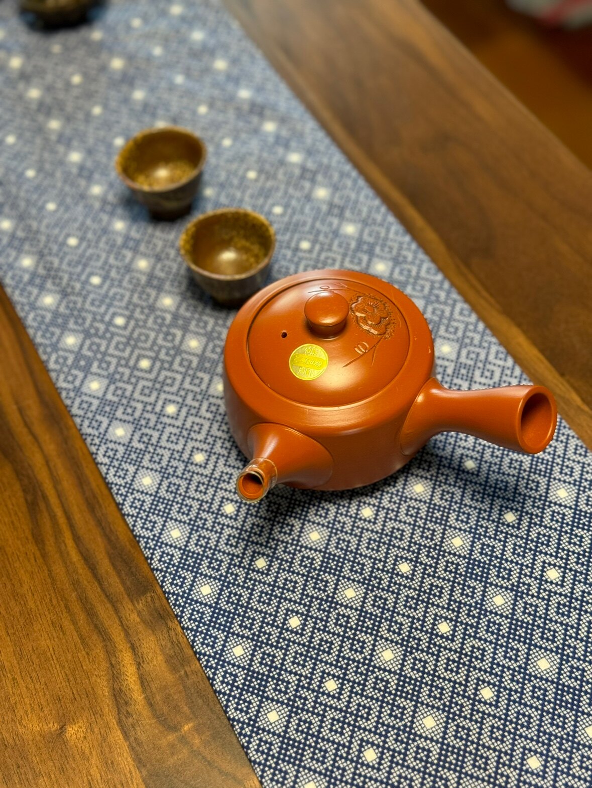 日本原产 朱泥常滑 名匠陶聖 梅花刀刻工 侧把急须 茶壶 功夫茶具