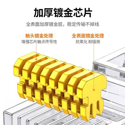 绿联水晶头超六6类超五5类千兆屏蔽网线rj45插头网络对接头