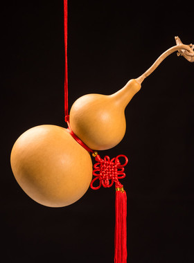 精品文玩真天然大小葫芦挂件客厅门口把件带龙头木胡芦摆件艺术品