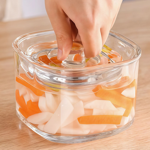 日本厨房家用泡菜坛子加厚玻璃密封咸菜罐腌菜缸瓶一夜腌制浅渍罐