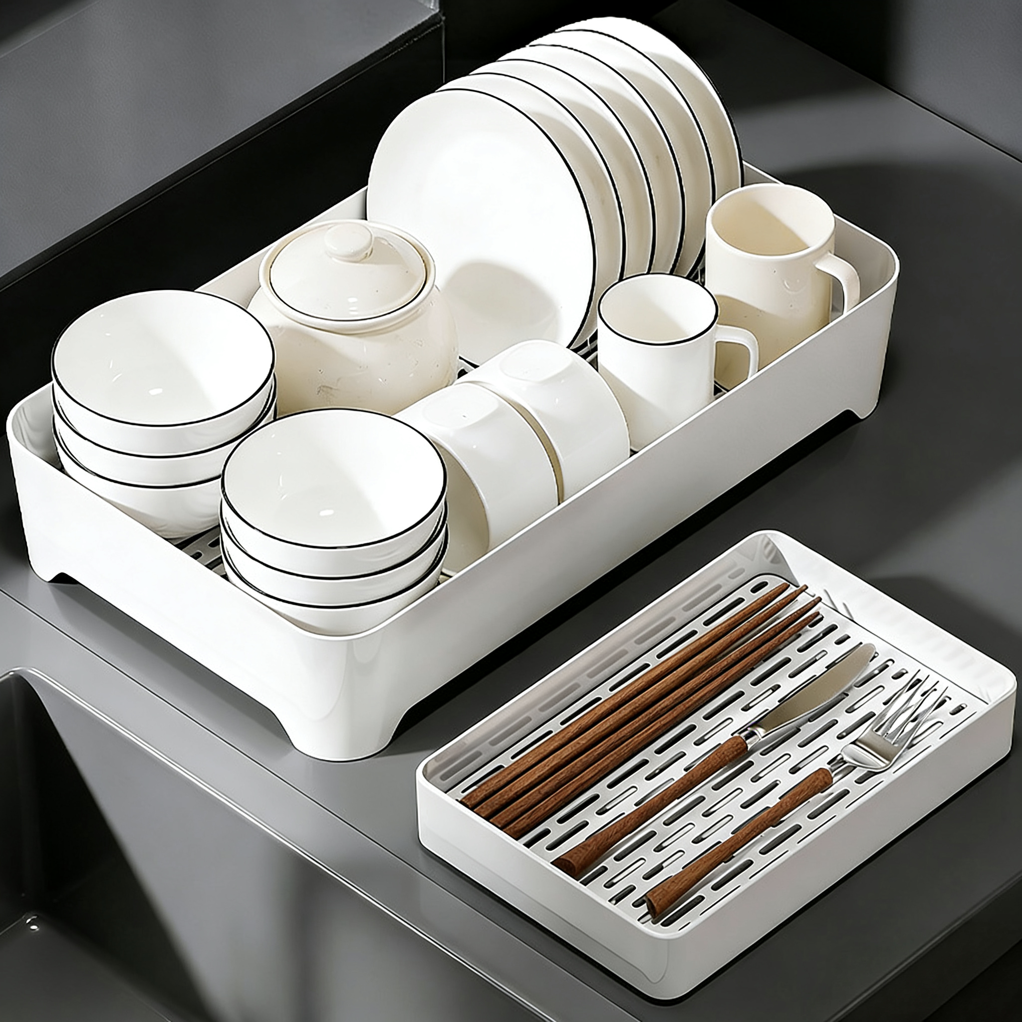 日本碗碟收纳架放餐具碗筷盘子沥水架厨房台面大容量多功能置物架,厨房/烹饪用具,碗架,淘宝优惠券,粉丝福利购,淘宝优惠卷