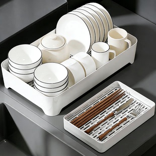 日本碗碟收纳架放餐具碗筷盘子沥水架厨房台面大容量多功能置物架