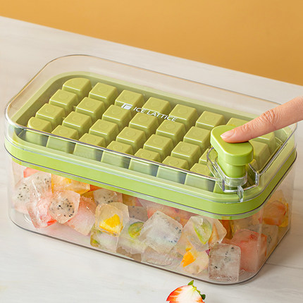 日本按压式冰块模具冰格制冰盒食品级家用储存自制冰箱冻冰块神器