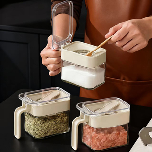 日本厨房玻璃调味盒密封盐糖罐子防潮调味料瓶家用调料收纳罐分装