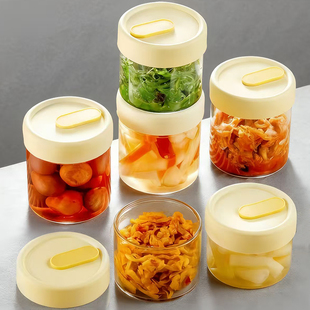 日本高硼硅玻璃咸菜保鲜盒密封罐食品级泡菜专用榨菜饭盒迷你带盖
