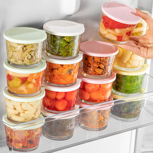 日本玻璃咸菜罐保鲜盒冰箱收纳盒小号迷你泡菜罐分装腌菜罐密封碗